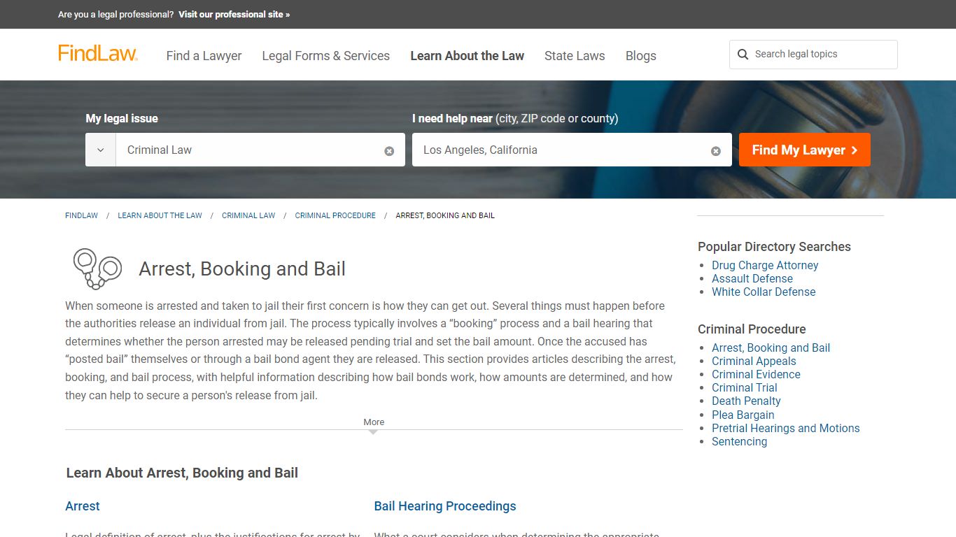 Arrest, Booking and Bail - FindLaw